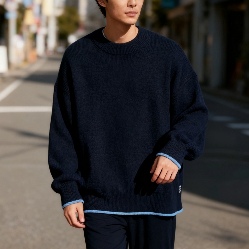 Scotch & Soda XL Men's Black Crewneck Sweater - Casual Knit Pullover